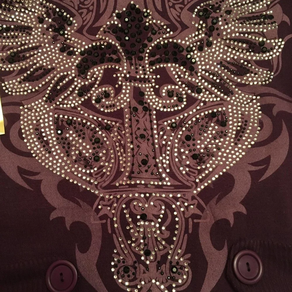 RARE FIND y2k deep purple dereon sweater dress with crystal details! - Picture 9 of 16